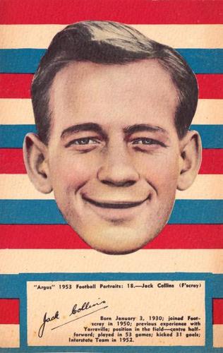 1953 Argus Football Portraits #18 Jack Collins Front